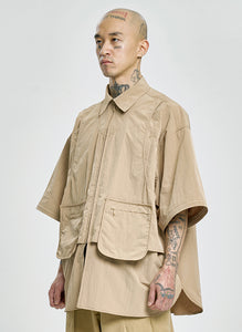 Layered Vest Nylon Shirt Beige