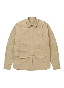 Layered Vest Nylon Shirt Beige