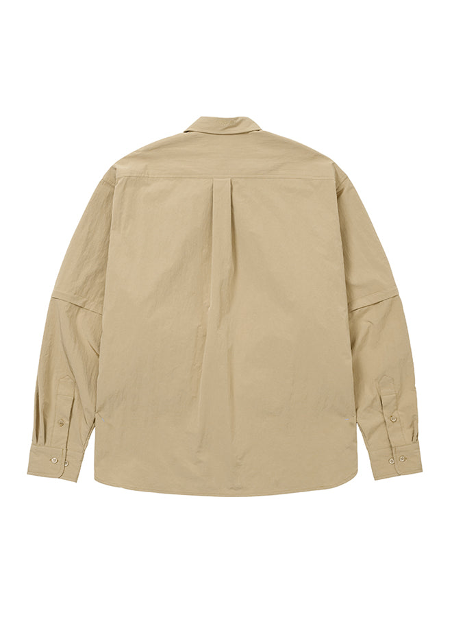 Layered Vest Nylon Shirt Beige