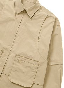 Layered Vest Nylon Shirt Beige