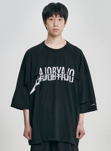 Tri Logo Mixed T-Shirt Black