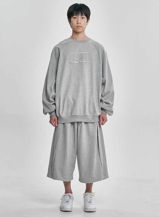 Raw Edge Batwing Sweat Grey Melange