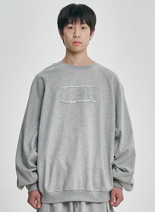 Raw Edge Batwing Sweat Grey Melange