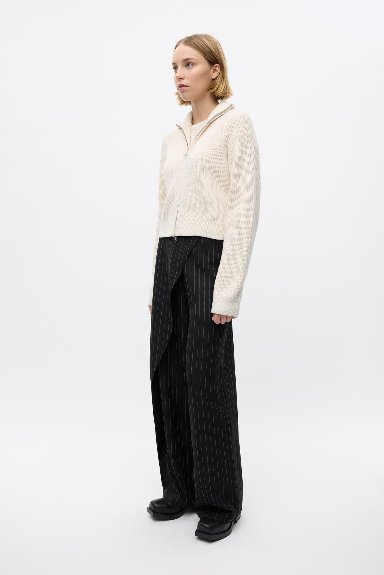 Entam Pants Black Pinstripe