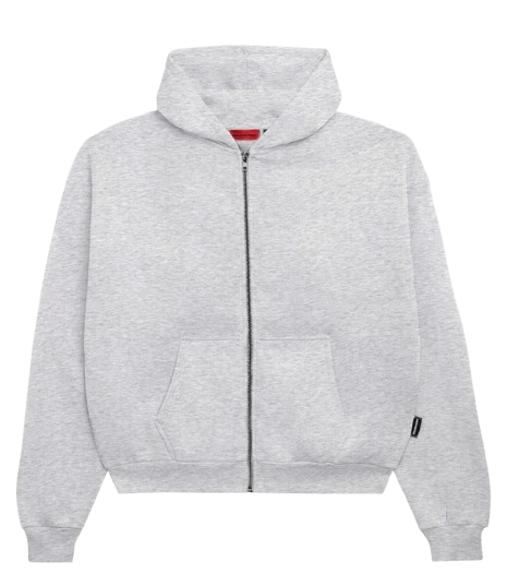 Oversized Zip Hoody Grey Melange