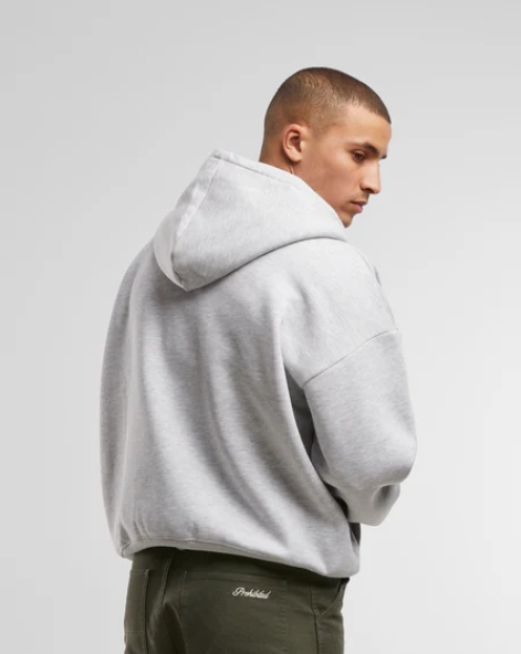 Oversized Zip Hoody Grey Melange