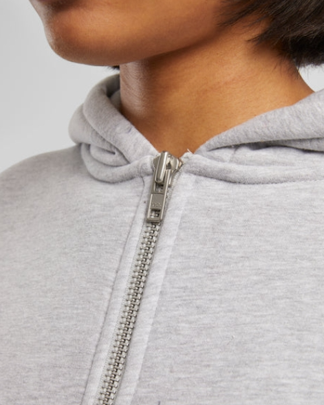 Oversized Zip Hoody Grey Melange