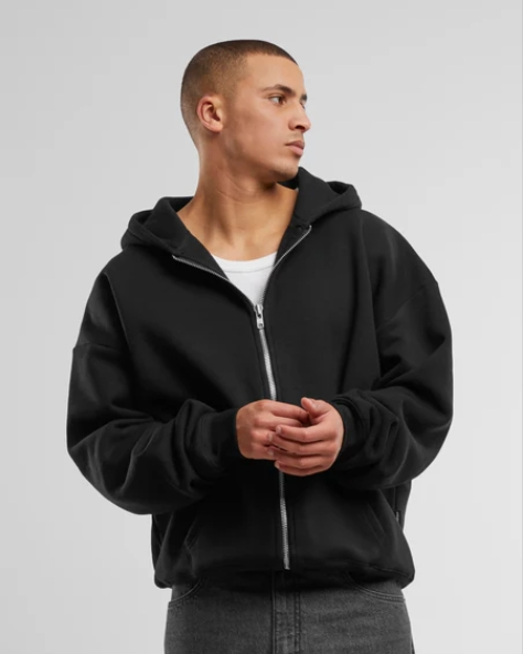 Oversized Zip Hoody Black