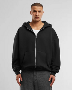 Oversized Zip Hoody Black