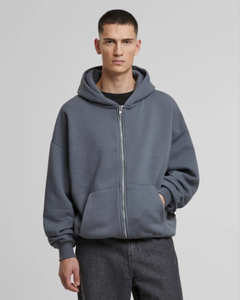 Oversized Zip Hoody Grey (stone washed)