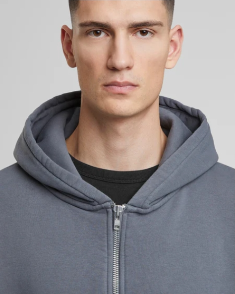 Oversized Zip Hoody Grey (stone washed)