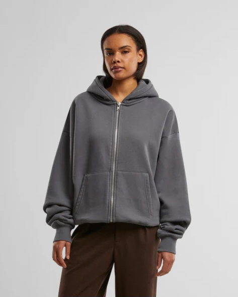 Oversized Zip Hoody Grey (stone washed)